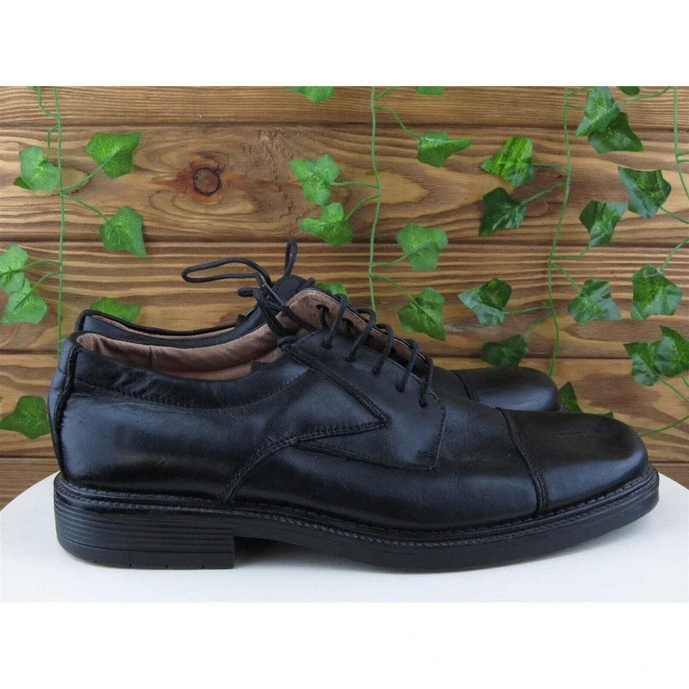 Franco Fortini Sz 10.5 Medium Derby Oxfords‎ Black Leather Men Lace Up Riviera